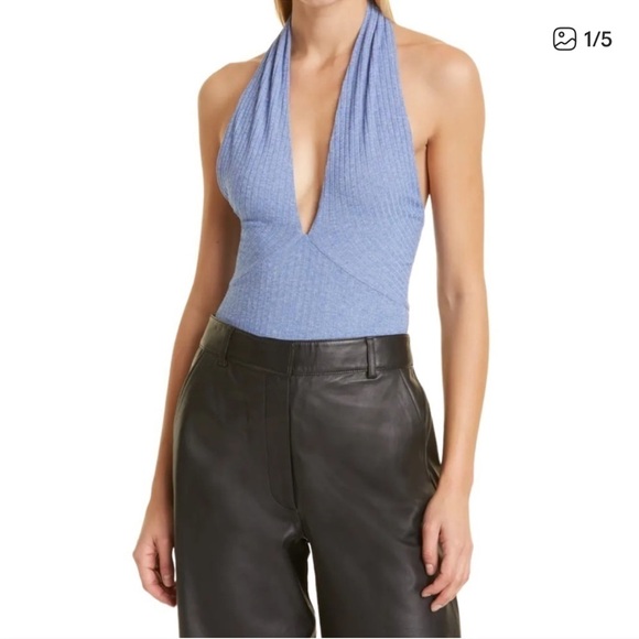 ALIX NYC Oliver Ribbed Halter Bodysuit Size S Chambray Blue Color from REVOLVE - Picture 1 of 5
